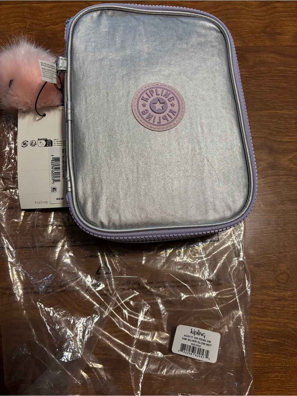 Kipling 100 pens silver glow metallic nwt